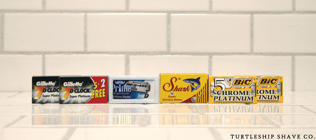 Razor Blade Sampler set at Turtleship shave